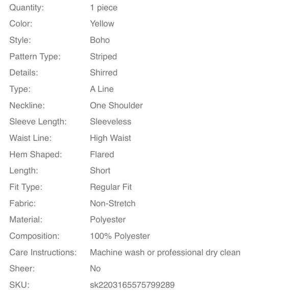 SHEIN Girls Yellow & White Striped Shirred One Shoulder Dress 11-12 Years - Picture 2 of 11